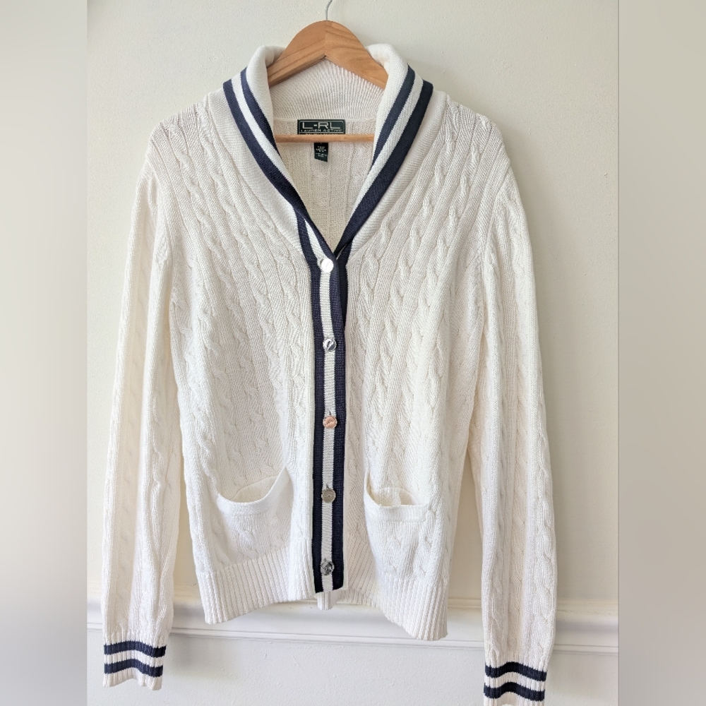 Ralph Lauren cable knit cardigan sweater L